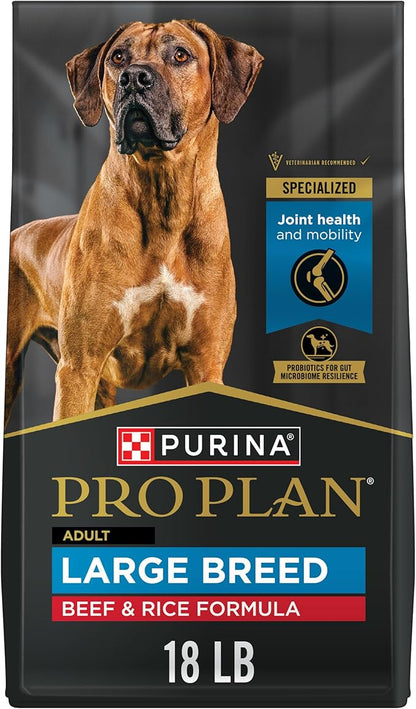 Purina Pro Plan Large Breed Dry High Protein Dog Food with Probiotics for Dogs, Beef and Rice Formula - 18 lb. Bag - PAWPICO