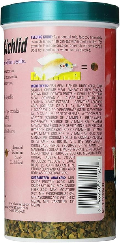 Tetra Cichlid Crisps, Nutritionally Balanced Fish Food for All Top and Mid-Water Cichlids, 8.82 oz Tetra