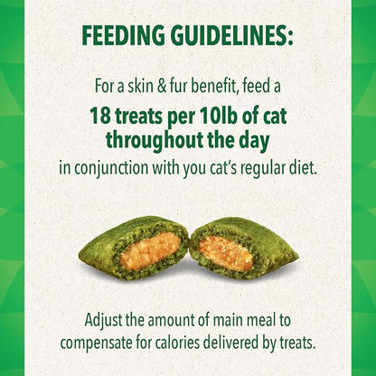 FELINE GREENIES SMARTBITES Skin & Fur Health Crunchy and Soft Textured Adult Natural Cat Treats, Chicken Flavor, 16 oz. Tub GREENIES