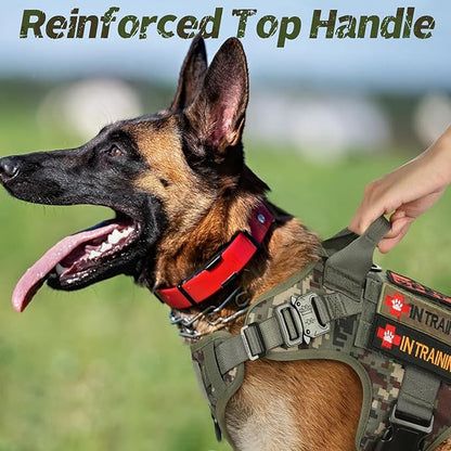 rabbitgoo Tactical Dog Harness for Small, Heavy Duty Pet Harness with Handle, No-Pull Service Vest Small Breed, Adjustable Military Dog Vest for Training Hunting Walking, Green Camo, S rabbitgoo