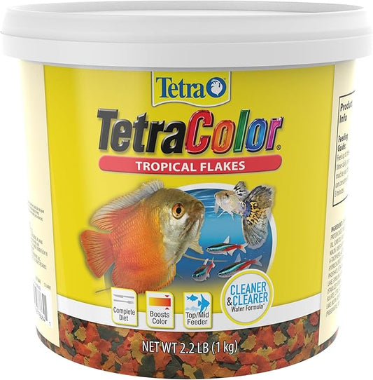 TetraColor Tropical Flakes, Color Boosting Fish Food, Nutritionally Balanced Diet for Tropical Fish, 2.2 lbs Tetra
