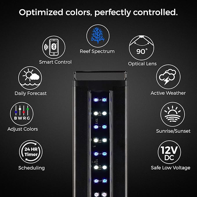 CURRENT USA 18-24" Inch Orbit Marine IC Loop LED Saltwater Reef Marine Aquarium Light with Bluetooth App Control | Wireless Lighting & eFlux Wave Pump Control for Fish Tank (4204) Current+USA