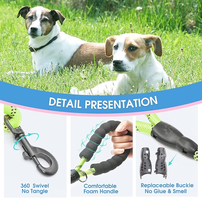 BAAPET 2/4/5/6 FT Dog Leash with Comfortable Padded Handle and Highly Reflective Threads for Small Medium and Large Dogs (2FT-1/2'', Green) BAAPET