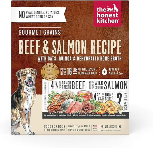 The Honest Kitchen Gourmet Grains Beef & Salmon Recipe Dehydrated Dog Food, 4 lb box - PAWPICO