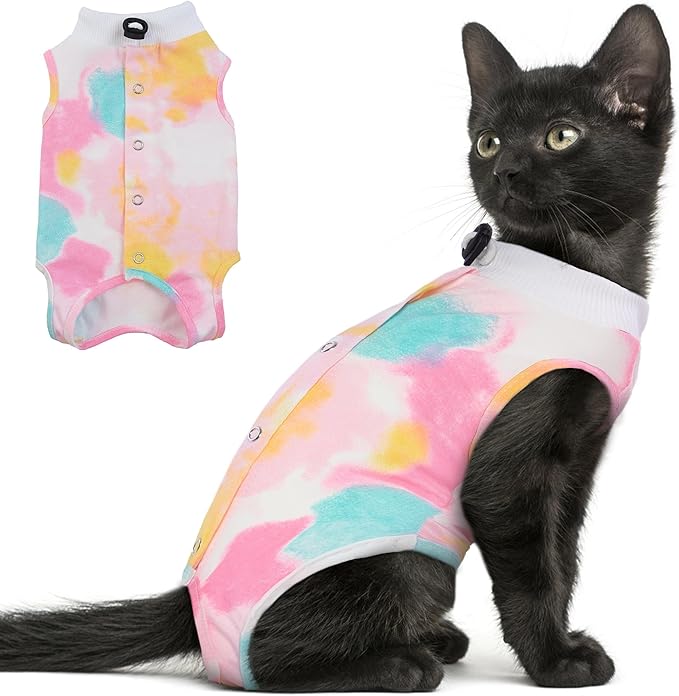 PUMYPOREITY Cat Recovery Suit, Cat Surgery Recovery Suit Female, Cat Spay Recovery Suit, Alternative to Cone of Shame, Cat Surgical Recovery Suit for Skin Diseases and Abdominal Wound, Pink, M PUMYPOREITY
