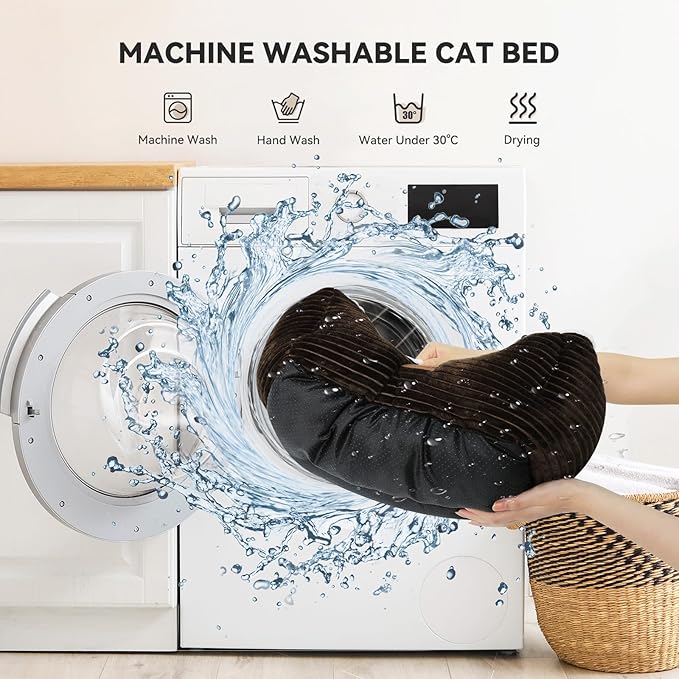 Cat Dog Bed for Pets, Rectangle Pet Bed Gift for Puppy and Kitten, Machine Washable Calming Fluffy Pet Couch Sofa for Indoor Outdoor, Portable Soft Cat Bed with Non-Slip Bottom (Small, Brown) - PAWPICO