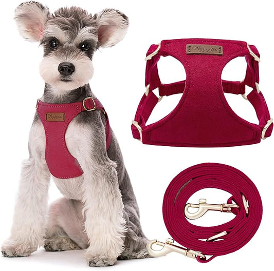 Puppytie No Pull Dog Harness with Multifunction Dog Leash,Soft Adjustable No Choke Escape Proof Pet Harness Vest for Medium Dogs or Large Dogs,red,M Puppytie