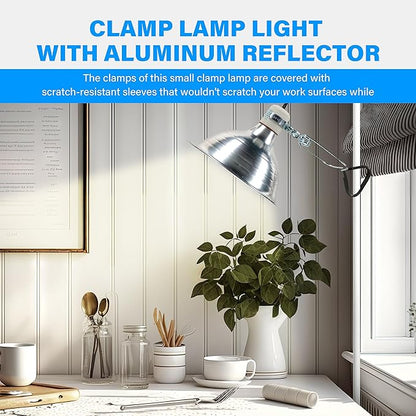 Simple Deluxe Adjustable Clamp Lamp with 8.5" Aluminum Reflector and Ceramic Base, 150W E26 Socket (Bulb Not Included), 6ft Power Cord, for Reptile Heat & Work Light, Silver SimpleDeluxe
