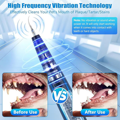 Dog Plaque Remover for Teeth, Dog Teeth Cleaning Kit with LED Light and 5 Modes for Dogs and Cats,Black MIONJO