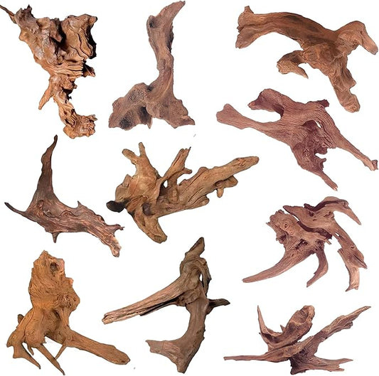 WDEFUN Natural Driftwood for Aquarium Decor, 10-Piece 2''-5'' Small Driftwood for Decorations on Fish Tank, Reptiles Bearded Dragon Accessories or Air Plants WDEFUN