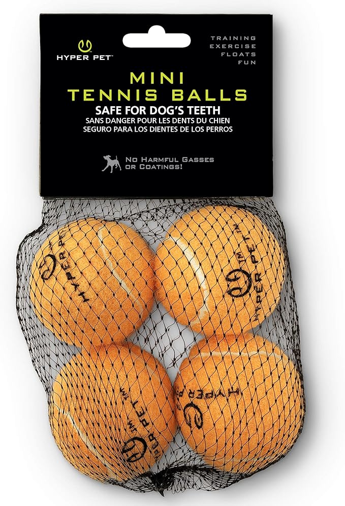Hyper Pet MINI Tennis Balls for Dogs (Pet Safe Dog Toys & Dog Tennis Balls for Exercise, Training, Hyper Pet K9 Kannon Dog Ball Launcher) Bright Colored Interactive Dog Toy Dog Balls-Orange Pack of 4 - PAWPICO