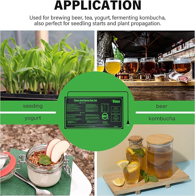 iPower 10" x 20" Waterproof Durable Seedling Heat Mat Warm Hydroponic Plant for Indoor Gardening Germination Starting, 2 Pack iPower
