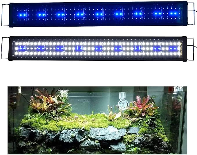 KZKR Aquarium Hood Lighting Fish Tank Light 36 inch - 46 inch for Freshwater and Saltwater Blue and White Light 90cm - 115cm KZKR
