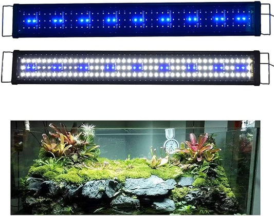 KZKR Aquarium Hood Lighting Fish Tank Light 36 inch - 46 inch for Freshwater and Saltwater Blue and White Light 90cm - 115cm KZKR
