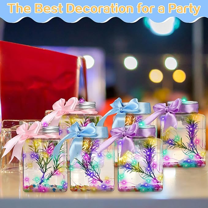 Domensi 20 Pcs 17oz LED Plastic Fish Bowls Plastic Ivy Bowls 3'' Glowing Plastic Vases Unbreakable Plastic Fish Tank Clear Shatterproof Fishbowl Plastic Aquarium for Carnival Game Accessory Home Party Domensi