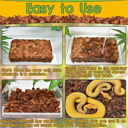 Halatool 6Pack Compressed Coconut Chips Brick Natural Coconut Husk for Reptiles Bedding Coco Coir Chips Terrarium Substrate for Ball Python Frog Snake Gecko Hermit Crab Tortoise HALATOOL