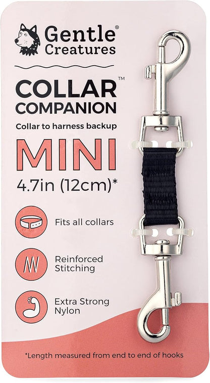 Gentle Creatures Collar Companion - Mini to Small Dogs Collar Backup Clip for Dog Harness, Prong Collar, Pinch Collar, Gentle Lead - Double Ended Backup Clasp - Harness to Collar Safety Clip GentleCreatures