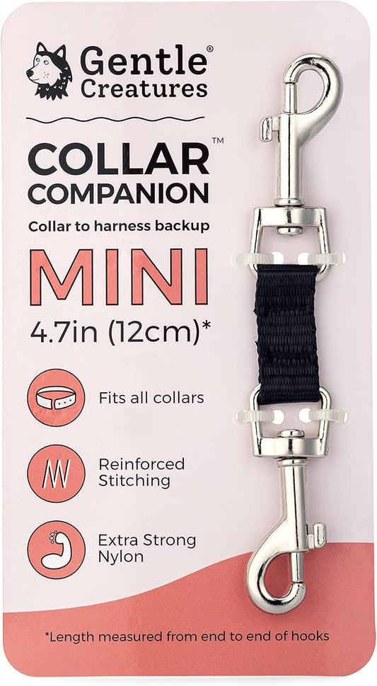 Gentle Creatures Collar Companion - Mini to Small Dogs Collar Backup Clip for Dog Harness, Prong Collar, Pinch Collar, Gentle Lead - Double Ended Backup Clasp - Harness to Collar Safety Clip GentleCreatures