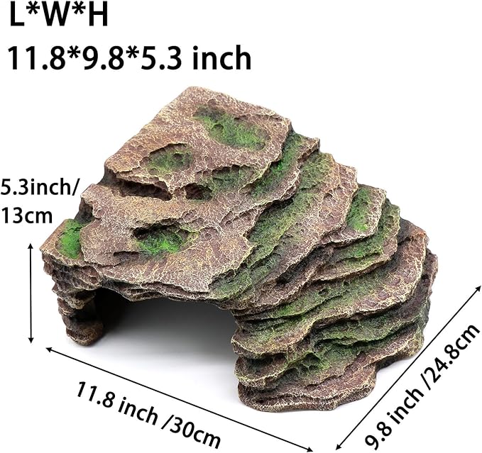 Large Reptile Hide Shale Scape Step Ledge, Reptile Cave Hideout, Bearded Dragons Accessories, Basking Rocks for Bearded relaqcc