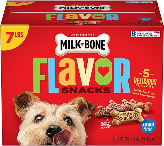 Milk-Bone Flavor Snacks Small Dog Biscuits, Flavored Crunchy Dog Treats, 7 Pound Box - PAWPICO