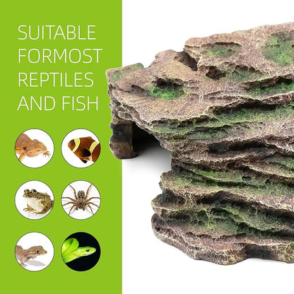 Large Reptile Hide Shale Scape Step Ledge, Reptile Cave Hideout, Bearded Dragons Accessories, Basking Rocks for Bearded relaqcc
