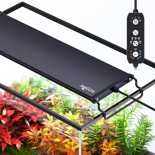 24/7 Mode LED Aquarium Light for Plants-Full Spectrum Fish Tank Light with Timer, Auto On/Off, 7 Colors, Adjustable Brightness, 3 Modes for Freshwater Tank (14W for 12-18 inch Tank) SEAOURA