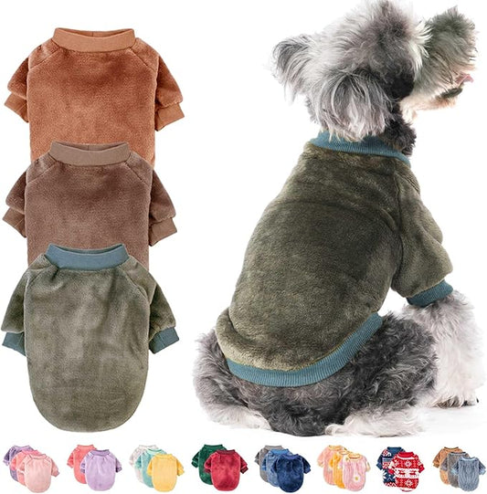 FabriCastle Dog Sweater, Pack of 2 or 3, Dog Clothes, Dog Coat, Dog Jacket for Small or Medium Dogs Boy or Girl, Ultra Soft and Warm Cat Pet Sweaters (Camel,Khaki,Olive, XX-Small) - PAWPICO