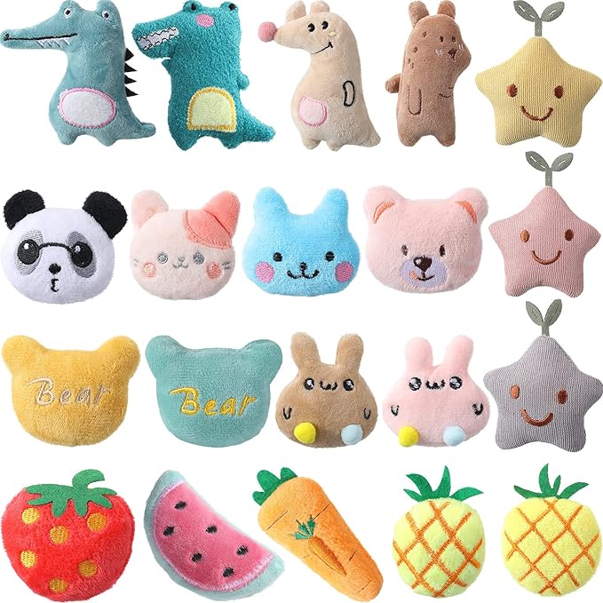 20 Pieces Catnip Toys for Indoor Cat Plush Cat Chew Toys Lovely Kitten Catnip Toys Cat Toys Kitten Entertaining Interactive Cat Toys for Cat Kitten (Lovely) - PAWPICO