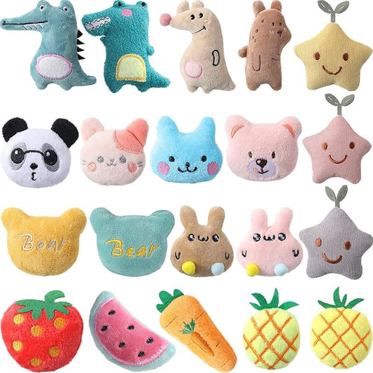 20 Pieces Catnip Toys for Indoor Cat Plush Cat Chew Toys Lovely Kitten Catnip Toys Cat Toys Kitten Entertaining Interactive Cat Toys for Cat Kitten (Lovely) - PAWPICO