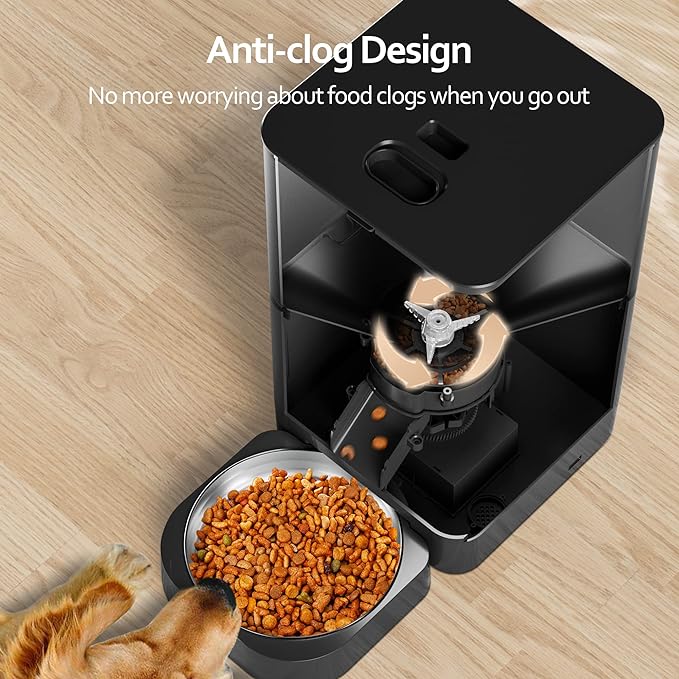 VOLUAS Cat Dry Food Dispenser with Timer, Automatic Cat Feeders with Desiccant Bag, Programmable Portion Size Control 4 Meals Per Day, 10s Voice Recorder - PAWPICO