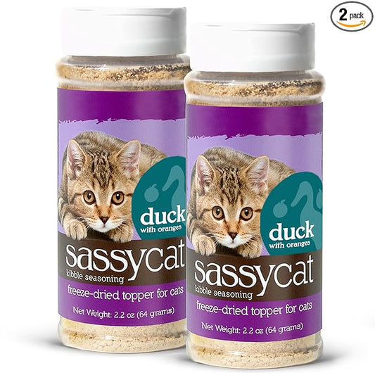 Herbsmith Sassy Cat Kibble Seasoning – Freeze Dried Duck – Cat Food Topper for Picky Eaters – Duck [Bundle x2] - PAWPICO