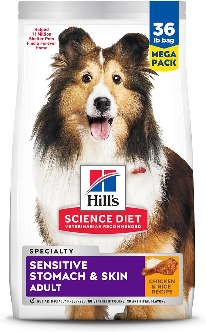 Hill's Science Diet Sensitive Stomach & Skin, Adult 1-6, Stomach & Skin Sensitivity Support, Dry Dog Food, Chicken Recipe, 36 lb Bag - PAWPICO