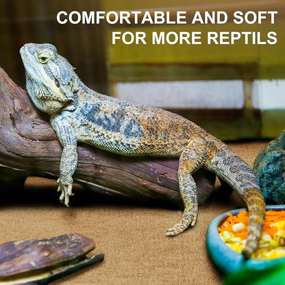 Haull 4 Pcs Reptile Carpet Pet Terrarium Floor Liners Bedding Substrate Liner Supplies Reptile Cage Mat Tank Accessories for Lizard Bearded Dragon Tortoise Snake Leopard (47 x 24 Inch, Coffee) Kedauud
