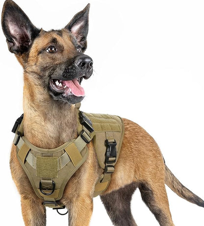 rabbitgoo Tactical Dog Harness for Small, Heavy Duty Pet Harness with Handle, No-Pull Service Vest Small Breed, Adjustable Military Dog Vest for Training Hunting Walking, Brown, S rabbitgoo
