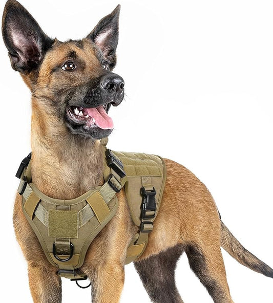rabbitgoo Tactical Dog Harness for Small, Heavy Duty Pet Harness with Handle, No-Pull Service Vest Small Breed, Adjustable Military Dog Vest for Training Hunting Walking, Brown, S rabbitgoo