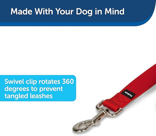 PetSafe Nylon Dog Leash – Strong, Durable, Traditional Style Leash with Easy to Use Bolt Snap – 1" x 4', Red PetSafe