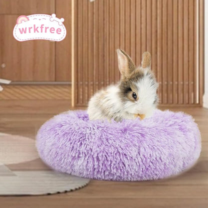Bunny Bed Rabbit Hideout Large Soft & Comfortable Small Animal Bedding Cozy Bed Mat Warm Hideaway Cage Accessories for Guinea Pig White and Purple - PAWPICO
