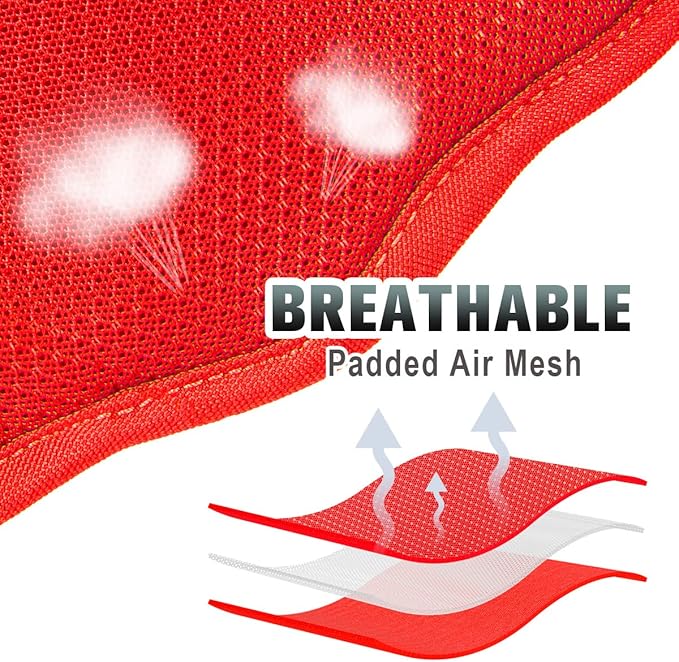 BARKBAY No Pull Dog Harness Large Reflective Dog Harness with Front Clip and Easy Control Handle for Walking Training Running with ID tag Pocket(Red,M) BARKBAY