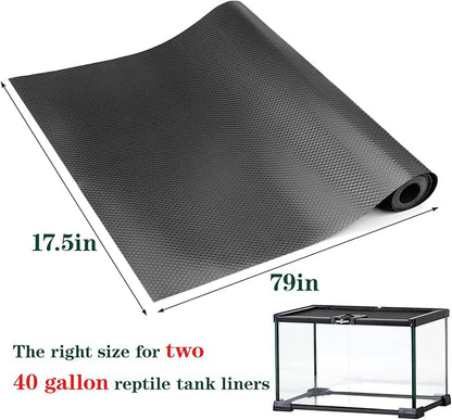 Bearded Dragon Tank Accessories, Reptile Terrarium Carpet Substrate for Leopard Gecko, Lizard, Iguana, Snake, Tortoise, Non-Adhesive Reptile Habitat Bedding(Black 79inch) Vodolo