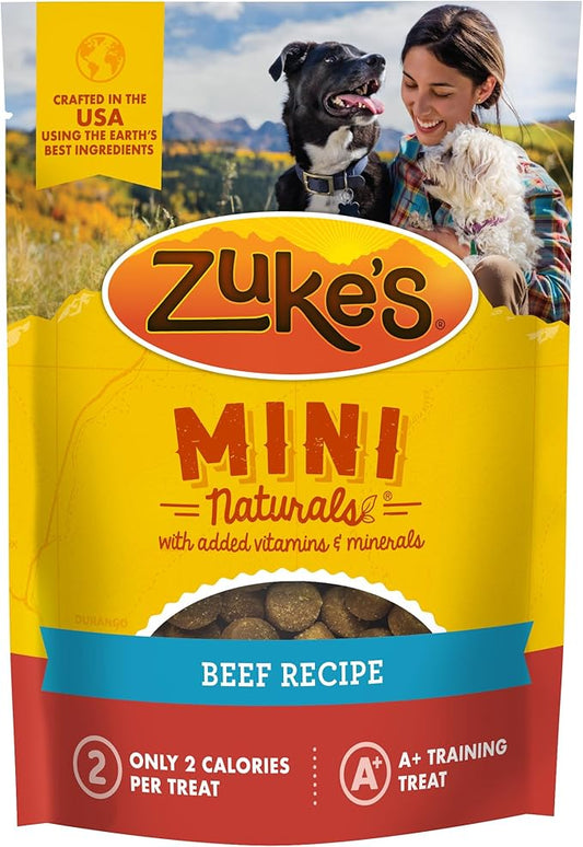 Zuke’s Mini Naturals Dog Training Treats for Dogs of All Sizes, Pet Treats made with Real Beef, 16 oz. Resealable Pouch - 16 oz. Bag - PAWPICO
