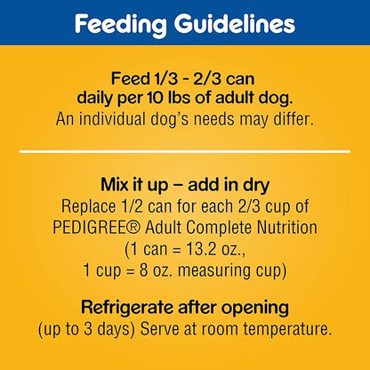 PEDIGREE CHOPPED GROUND DINNER Adult Canned Soft Wet Dog Food Variety Pack, Filet Mignon Flavor and With Beef, 13.2 oz. Cans (Pack of 12) - PAWPICO