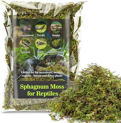 Sukh Sphagnum Moss for Reptiles - Terrarium Moss for Reptiles Peat Moss for Reptiles Habitat Bedding Moss for Snakes Turtle Frog Gecko and Other Reptiles Substrate (3, Ounces) Sukh