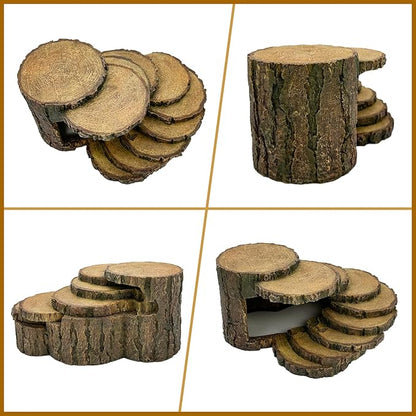 Reptile Hide Bearded Dragon Tank Accessories Reptile Snake Hideouts Stump Cave Habitat Decor for Turtles Lizards LUCOSIU