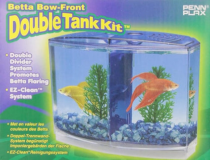 Penn-Plax Twin Betta Bow-Front Kit for Aquarium Blue, Green, Tank is 7.5" Across The Front, 6" Across The Back Penn-Plax