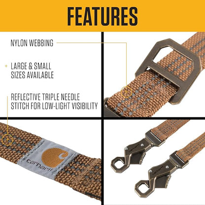 Carhartt Pet Durable Nylon Webbing Leashes for Dogs, Reflective Stitching for Visibility, Shaded Bruce (Nylon Webbing), Large Carhartt