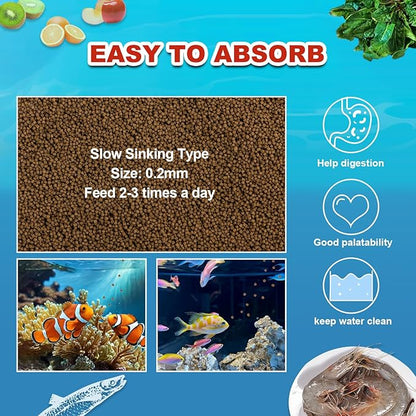 Marine Fish Food - Natural High Protein Saltwater Fish Food Color Enhancement for Clownfish Reef Fish Butterfly Fish Sea Goldfish Acanthurfish Other Small Sea Fish yizeril
