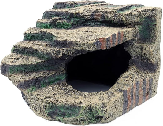 JIHAQUA Large Resin Reptile Tank Accessories Hideouts Cave Habitat Decor for Leopard Gecko Lizards Turtle JIHAQUA