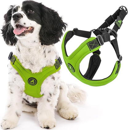 Gooby Escape Free Sport Harness - Lime, Medium - No Choke Step-in Patented Neoprene Small Dog Harness with Four-Point Adjustment - Perfect on The Go Dog Harness for Medium Dogs No Pull and Small Dogs Gooby