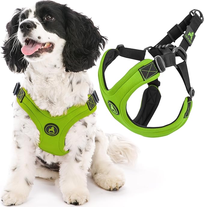 Gooby Escape Free Sport Harness - Lime, Large - No Choke Step-in Patented Neoprene Small Dog Harness with Four-Point Adjustment - Perfect on The Go Dog Harness for Medium Dogs No Pull and Small Dogs Gooby