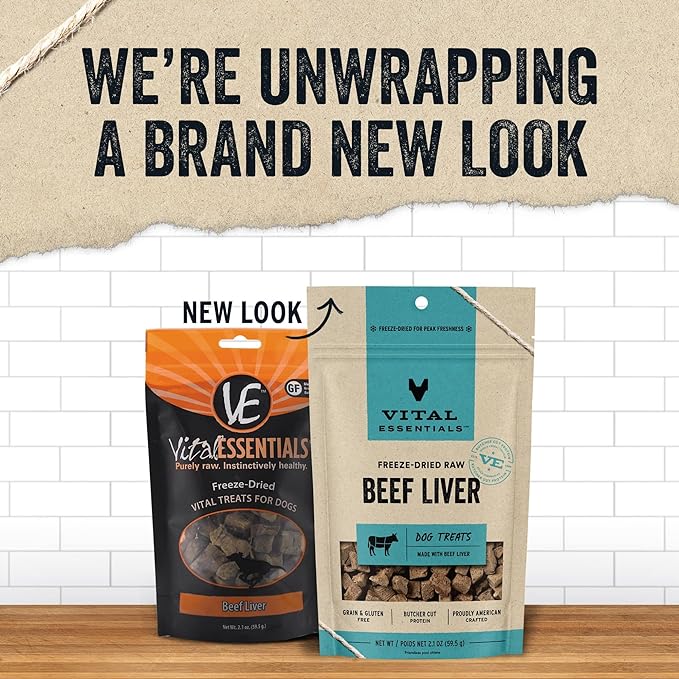 Vital Essentials Freeze Dried Raw Single Ingredient Dog Treats, Beef Liver, 2.1 oz - PAWPICO